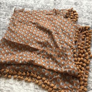 Anthropologie Gold Pom Scarf - Preowned